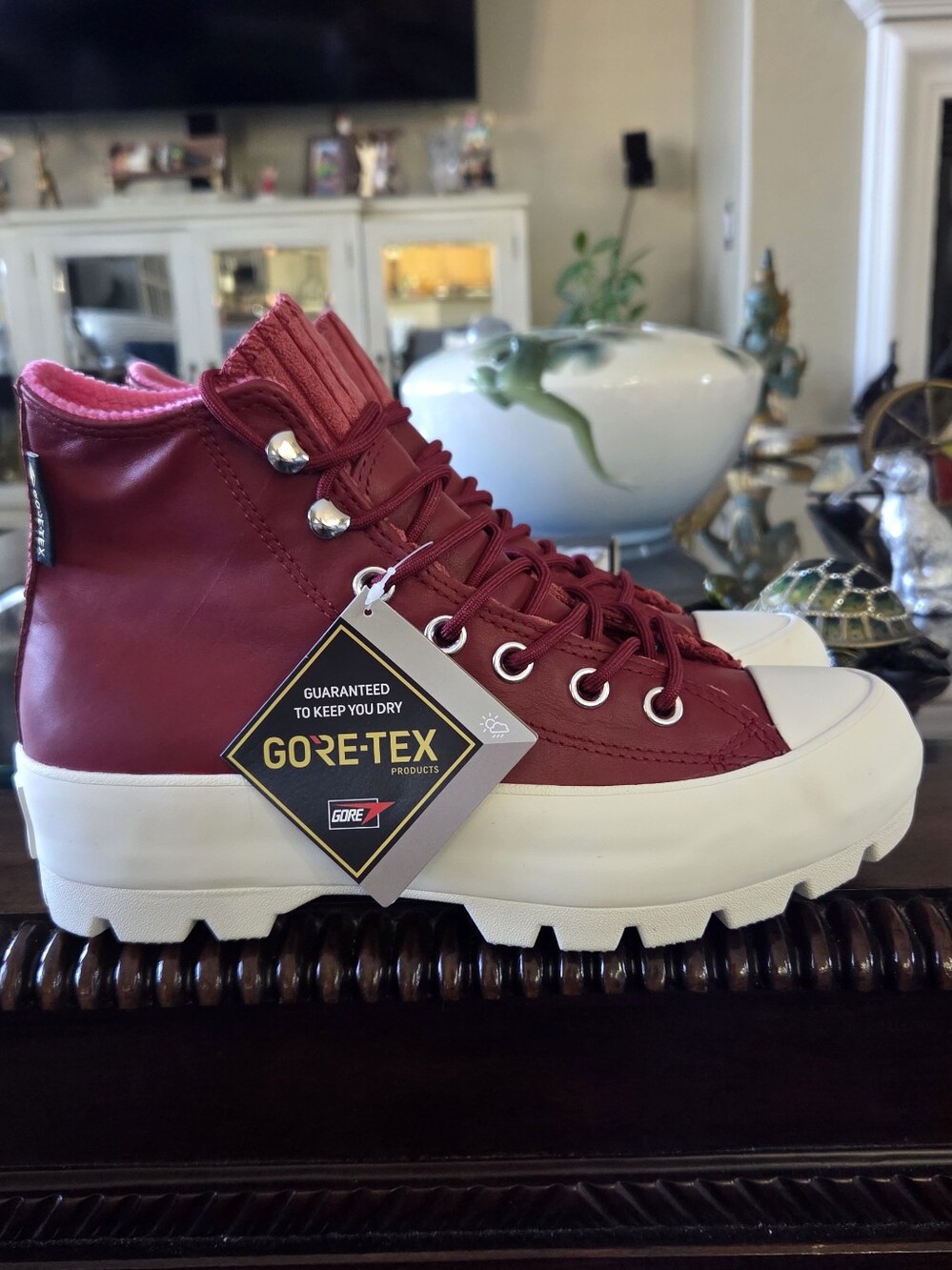 Converse CTAS Women’s High-Top GORE-TEX Sneakers — Burgundy with White Sole